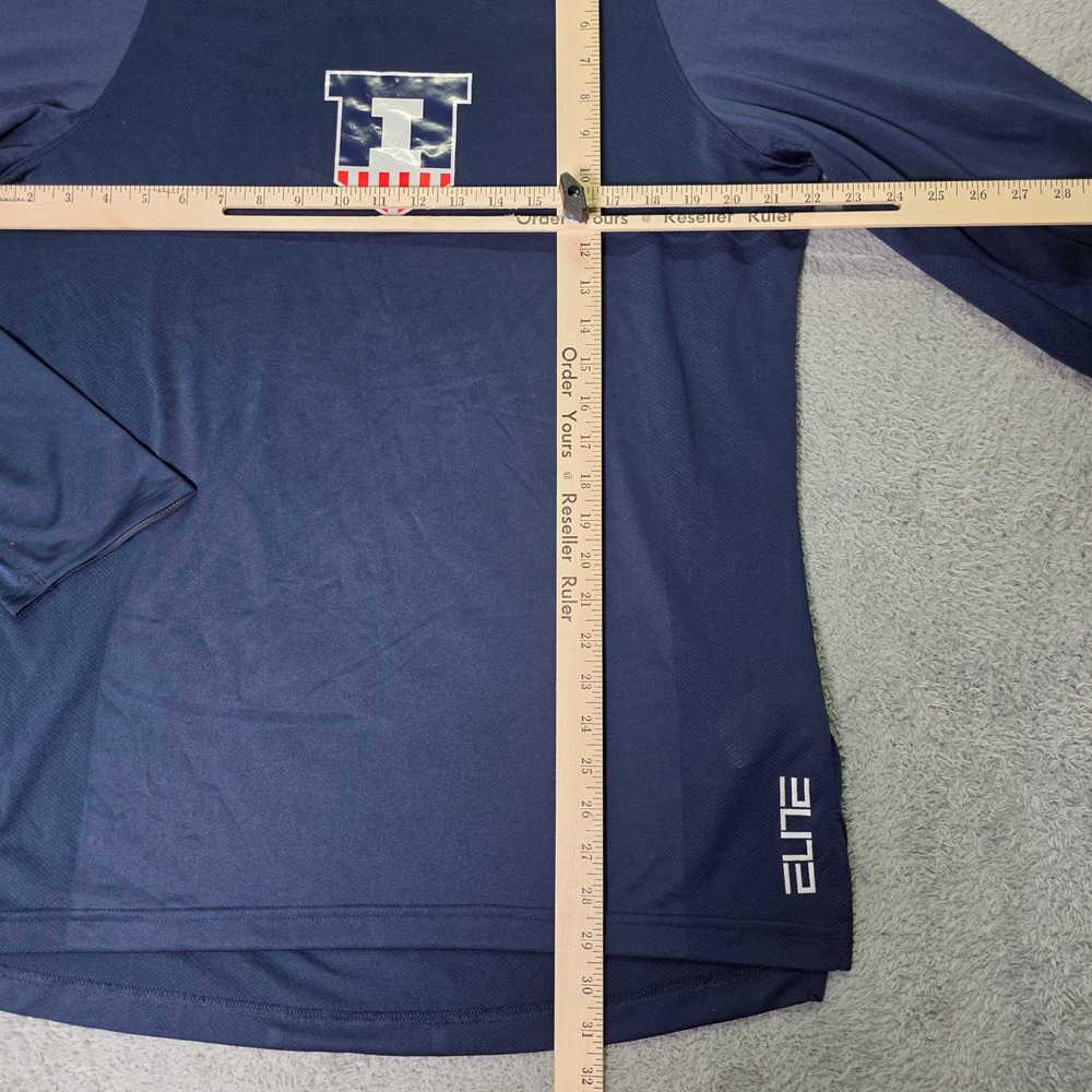 Nike Mens L Shirt Illinois Fighting Illini Navy Blue Dri-FIT Elite Long Sleeve - Picture 2 of 6